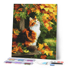 Charger l'image dans la galerie, Broderie Diamant - Chat calico en automne