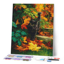 Charger l'image dans la galerie, Broderie Diamant - Chat noir en automne
