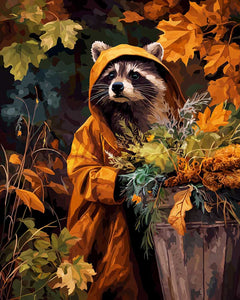Diamond Painting - Broderie Diamant - Raton laveur en imperméable