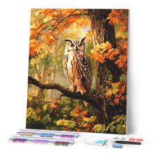 Charger l'image dans la galerie, Broderie Diamant - Hibou parmi les feuilles dorées