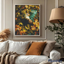 Charger l&#39;image dans la galerie, Broderie Diamant - Aigle parmi les feuilles dorées