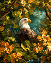 Charger l&#39;image dans la galerie, Diamond Painting - Broderie Diamant - Aigle parmi les feuilles dorées