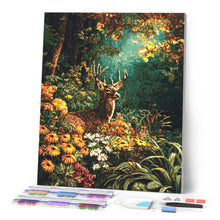 Charger l'image dans la galerie, Broderie Diamant - Cerf parmi les fleurs d'automne