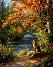 Charger l&#39;image dans la galerie, Diamond Painting - Broderie Diamant - Renard roux près de la rivière