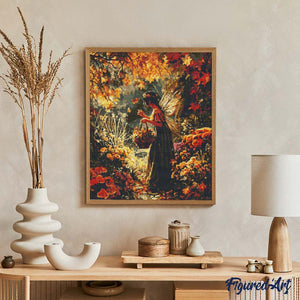 Broderie Diamant - Fée du jardin d'automne