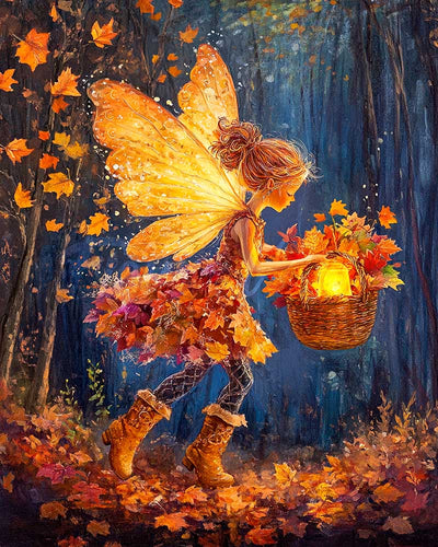 Diamond Painting - Broderie Diamant - La fée collectionneuse de feuilles