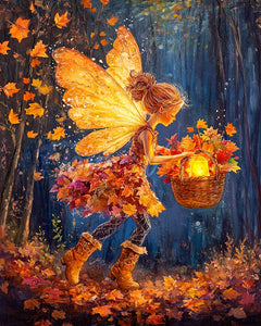 Diamond Painting - Broderie Diamant - La fée collectionneuse de feuilles