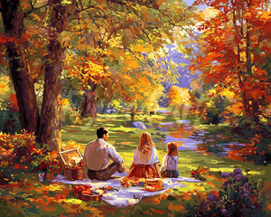 Diamond Painting - Broderie Diamant - Pique-nique familial d'automne