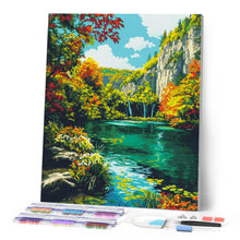 Charger l'image dans la galerie, Broderie Diamant - Lac émeraude en automne