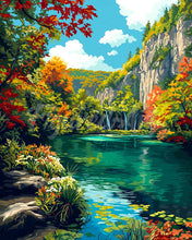 Charger l&#39;image dans la galerie, Diamond Painting - Broderie Diamant - Lac émeraude en automne