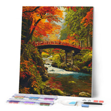 Charger l'image dans la galerie, Broderie Diamant - Pont rouge au Japon en automne