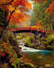 Charger l&#39;image dans la galerie, Diamond Painting - Broderie Diamant - Pont rouge au Japon en automne