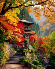 Charger l&#39;image dans la galerie, Diamond Painting - Broderie Diamant - Pagode japonaise en automne