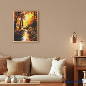 Broderie Diamant - Ruisseau doré d'automne