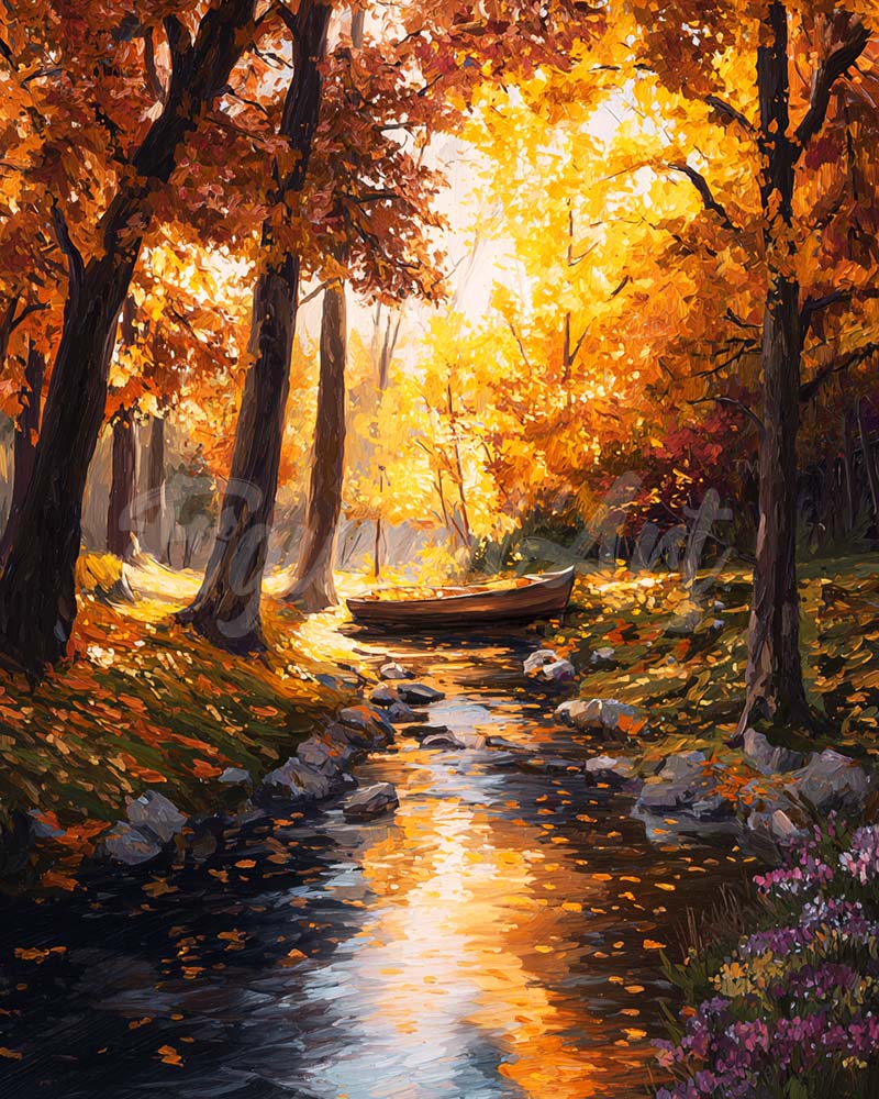 Diamond Painting - Broderie Diamant - Ruisseau doré d'automne