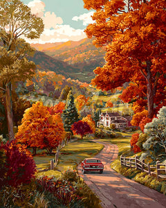 Diamond Painting - Broderie Diamant - Route de campagne en automne
