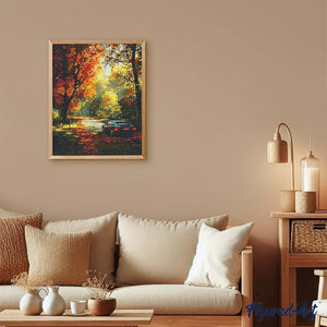 Broderie Diamant - Sur la route en automne