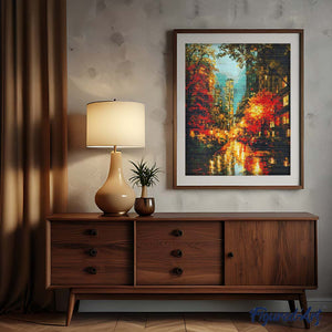 Broderie Diamant - Lumières de la ville en automne