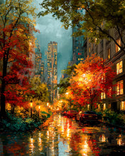 Charger l&#39;image dans la galerie, Diamond Painting - Broderie Diamant - Lumières de la ville en automne