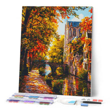 Charger l'image dans la galerie, Broderie Diamant - Ville au bord de l'eau en automne