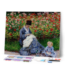 Charger l'image dans la galerie, Diamond Painting - Camille Monet et un enfant au jardin à Argenteuil - Monet