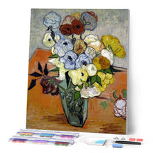 Charger l'image dans la galerie, Diamond Painting - Nature morte : vase avec roses et anémones - Van Gogh
