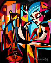 Charger l'image dans la galerie, Diamond Painting - Broderie Diamant - Chanteuse de Jazz Abstraite Éclatante