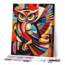 Charger l'image dans la galerie, Broderie Diamant - Hibou Nocturne Abstrait Éclatant