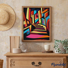 Charger l'image dans la galerie, Broderie Diamant - Escalier Abstrait Éclatant
