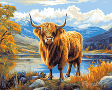 Charger l'image dans la galerie, Diamond Painting - Broderie Diamant - Vache Highland lac doré