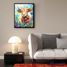 Charger l'image dans la galerie, Broderie Diamant - Vache Highland et fleurs