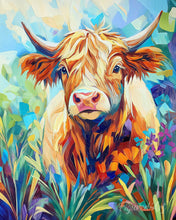 Charger l'image dans la galerie, Diamond Painting - Broderie Diamant - Vache Highland et fleurs