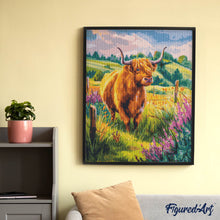 Charger l'image dans la galerie, Broderie Diamant - Vache Highland à la campagne