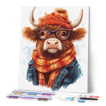 Charger l'image dans la galerie, Broderie Diamant - Vache Highland ambiance cosy