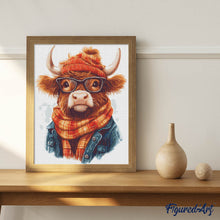 Charger l'image dans la galerie, Broderie Diamant - Vache Highland ambiance cosy