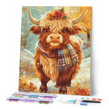 Charger l'image dans la galerie, Broderie Diamant - Vache Highland charme d’automne