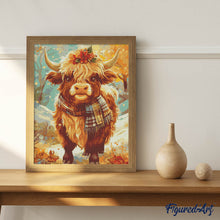 Charger l'image dans la galerie, Broderie Diamant - Vache Highland charme d’automne
