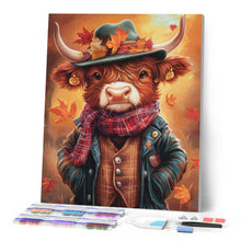Charger l'image dans la galerie, Broderie Diamant - Vache Highland style vintage