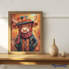 Charger l'image dans la galerie, Broderie Diamant - Vache Highland style vintage