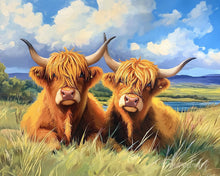 Charger l'image dans la galerie, Diamond Painting - Broderie Diamant - Vache Highland et champ doré