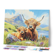 Charger l'image dans la galerie, Broderie Diamant - Vache Highland et son petit