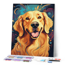 Charger l'image dans la galerie, Broderie Diamant - Golden Retriever joyeux
