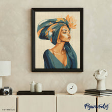 Charger l'image dans la galerie, Broderie Diamant - Femme avec foulard floral