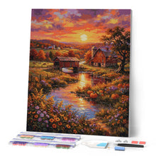 Charger l'image dans la galerie, Diamond Painting - Ferme dans la Vallée au Coucher du Soleil