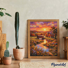 Charger l'image dans la galerie, Diamond Painting - Ferme dans la Vallée au Coucher du Soleil