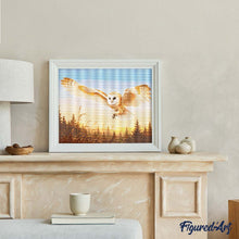 Charger l'image dans la galerie, Diamond Painting - Vol de l'effraie des clochers au coucher du soleil