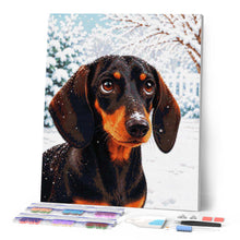 Charger l'image dans la galerie, Diamond Painting - Portrait de teckel en Hiver