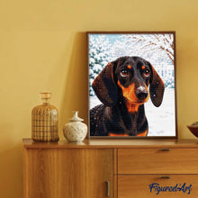 Charger l'image dans la galerie, Diamond Painting - Portrait de teckel en Hiver