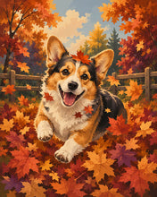 Charger l'image dans la galerie, Diamond Painting - Diamond Painting - Corgi Joyeux dans les Feuilles d'Automne