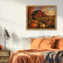Charger l'image dans la galerie, Diamond Painting - Citrouilles et Grange Rouge à l'Heure Dorée